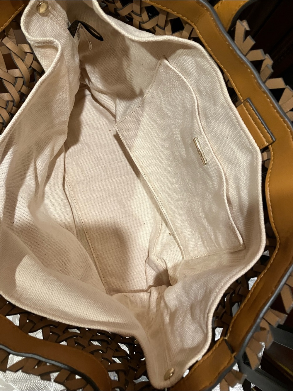 Woven Leather Tote Bag - Tan By Vince Camuto - Picture 7 of 11